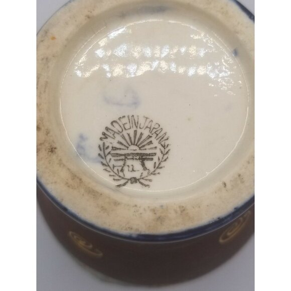 Japanese 1940's Satsuma Ware Vase w Handles Moriage Cobalt Blue Gold Gilt - Picture 7 of 10